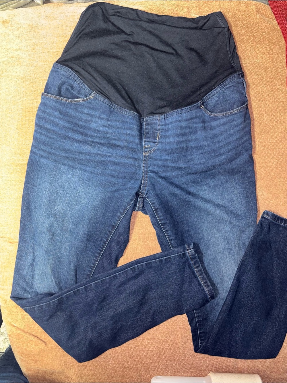 Isabel Maternity by Ingrid & Isabel Blue Denim Jeggings with Black Belly Panel